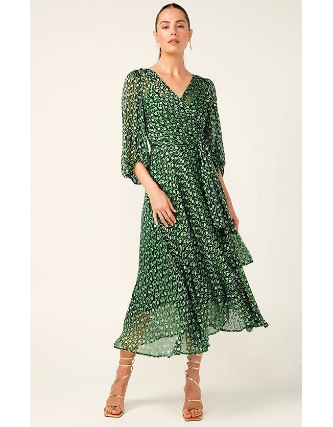 Wonderland Midi Wrap Emerald Poppy