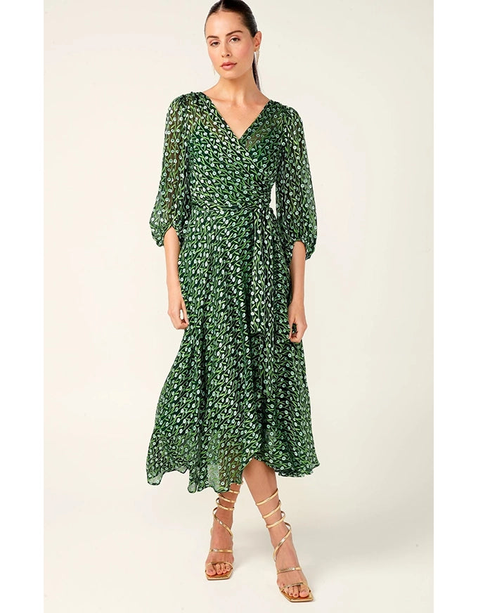 Wonderland Midi Wrap Emerald Poppy