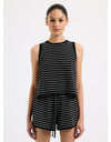 Zosia Stripe Knit Tank Black