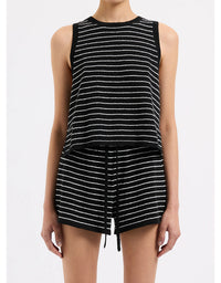 Zosia Stripe Knit Tank Black