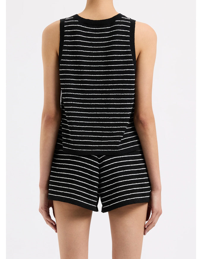 Zosia Stripe Knit Tank Black