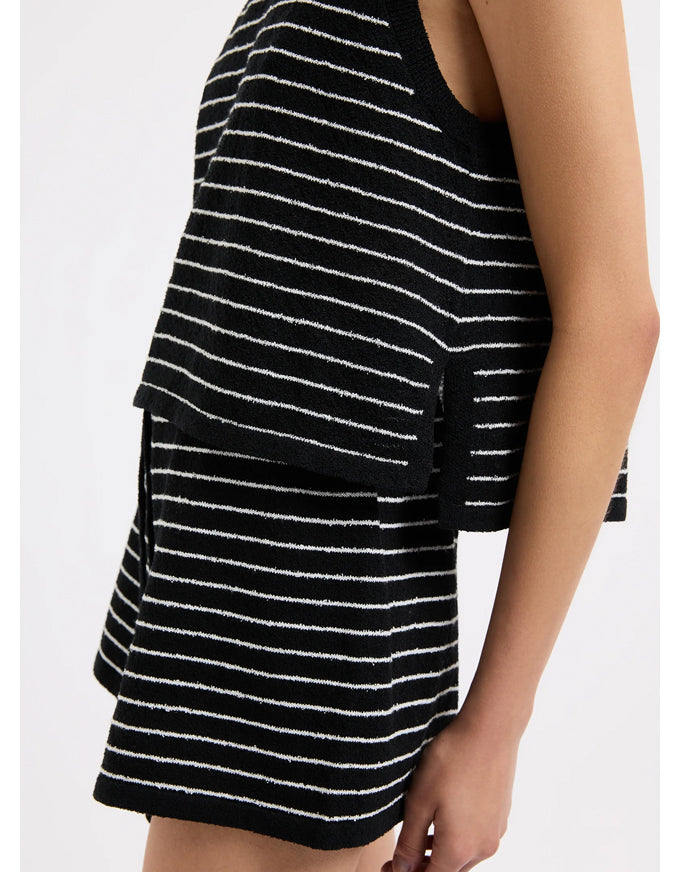 Zosia Stripe Knit Tank Black