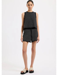 Zosia Stripe Knit Tank Black