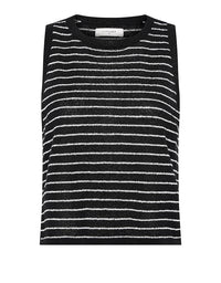 Zosia Stripe Knit Tank Black