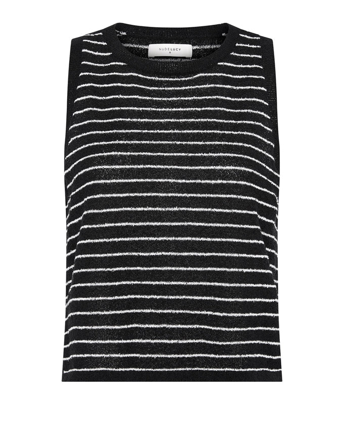 Zosia Stripe Knit Tank Black