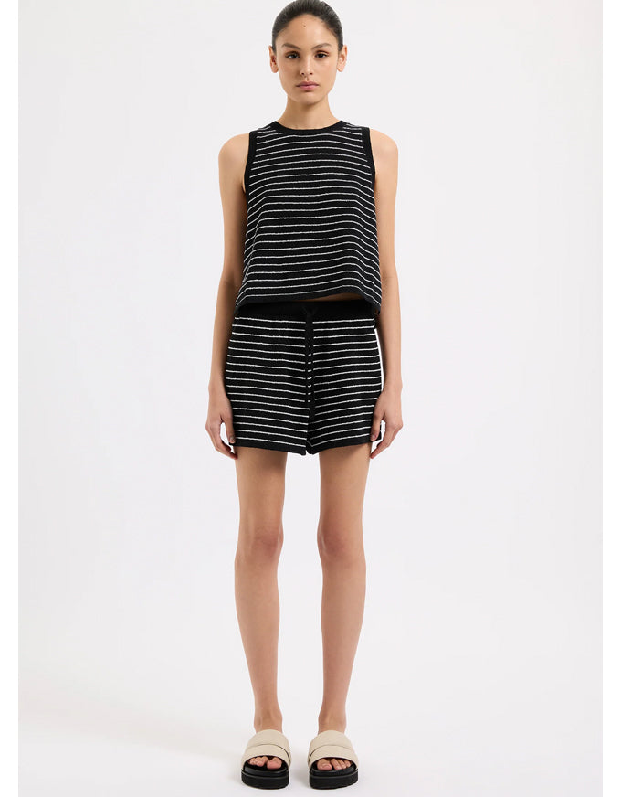 Zosia Stripe Knit Shorts Black