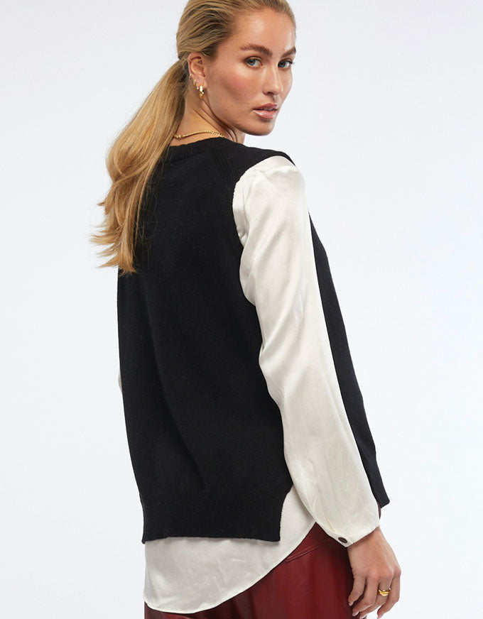 Essential Knit Vest Black