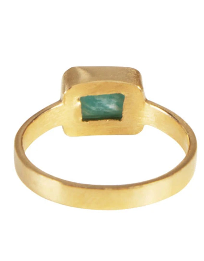 Amazonite Deco Ring Gold