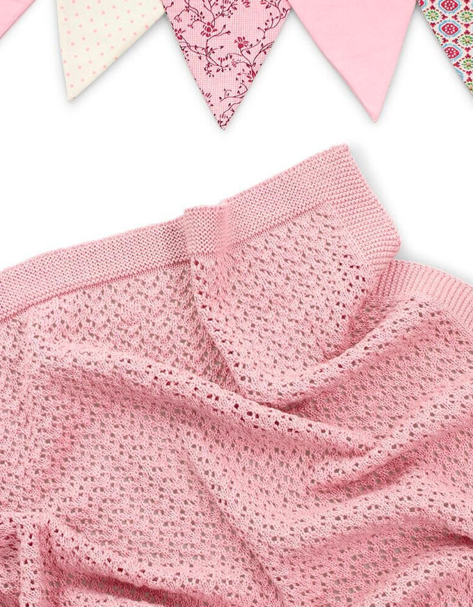 Bailey Pointelle Baby Blanket Pink