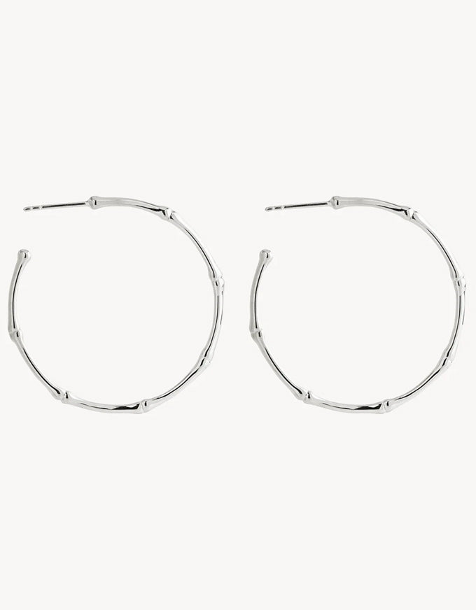 Bamboo Large Hoops Silver