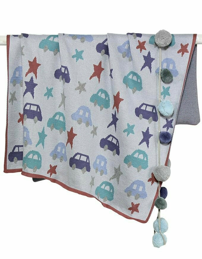 Cars and Stars Cotton Stroller Blanket