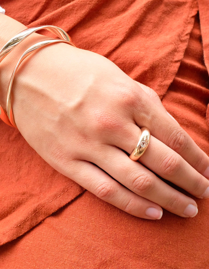 Cosmic Rose Gold Topaz Ring