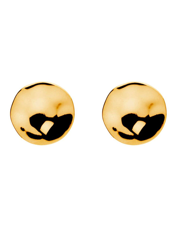 Double Beat Yellow Gold Studs