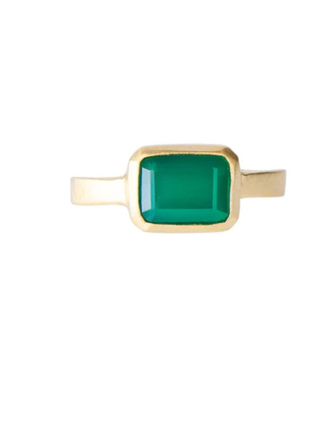Green Agate Deco Ring