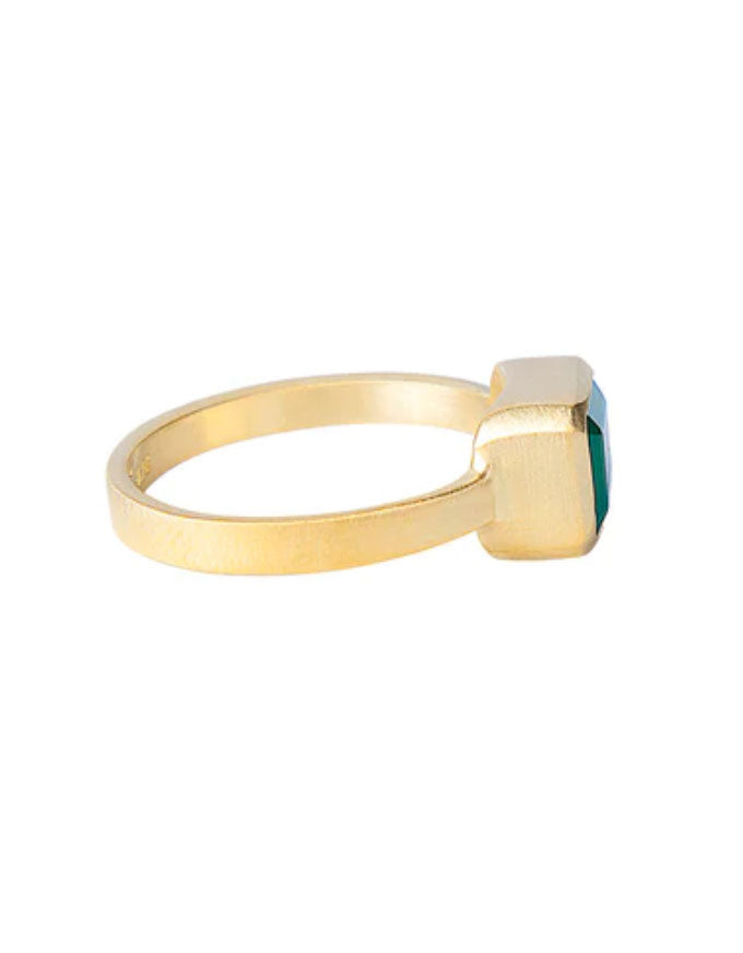 Green Agate Deco Ring