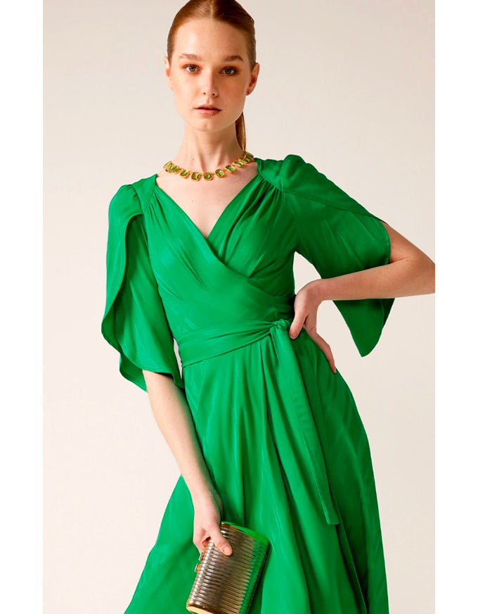 Hanworth House Wrap Dress Apple Green