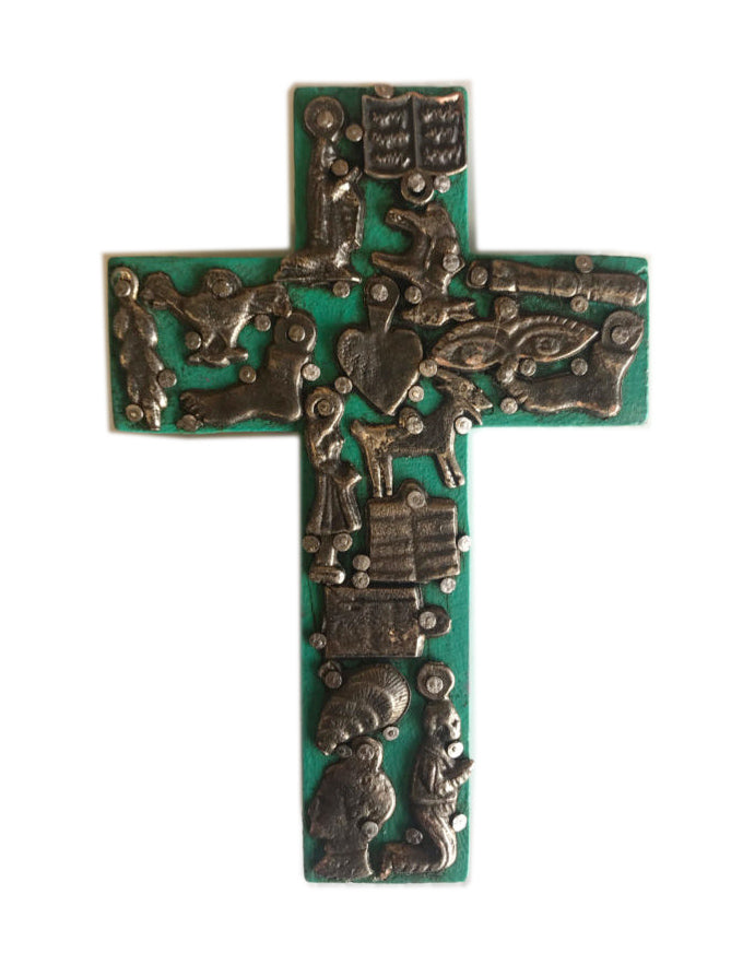 Small Cross with Milagros Turquoise