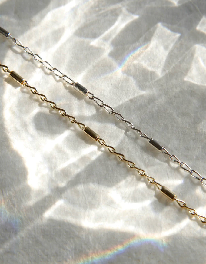 Rod & Link Silver Necklace 45cm