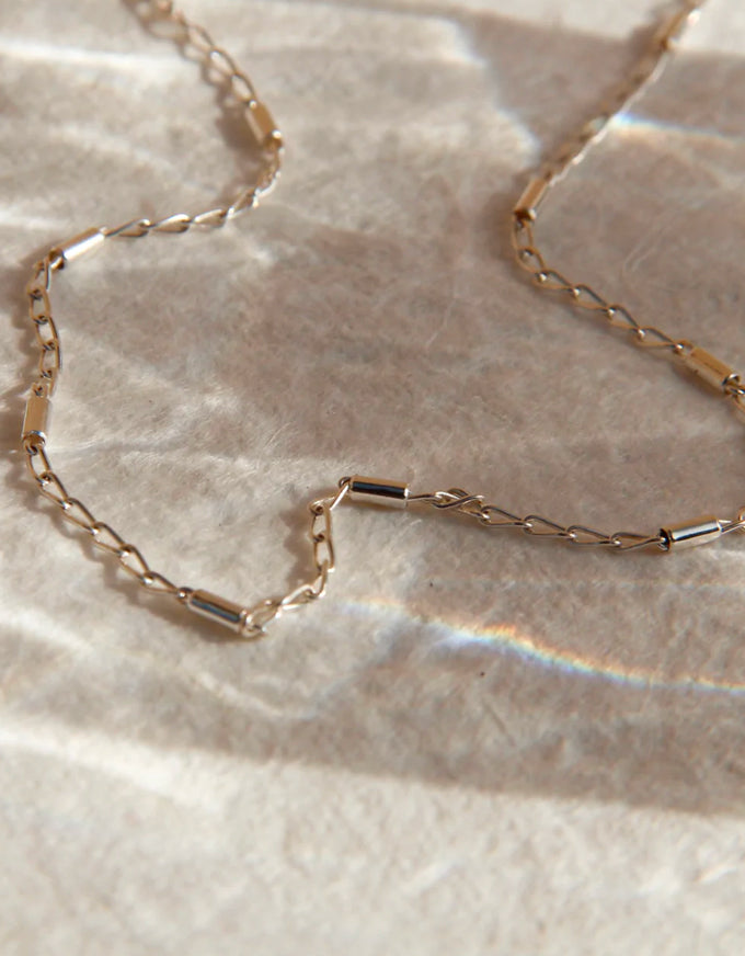 Rod & Link Silver Necklace 60cm