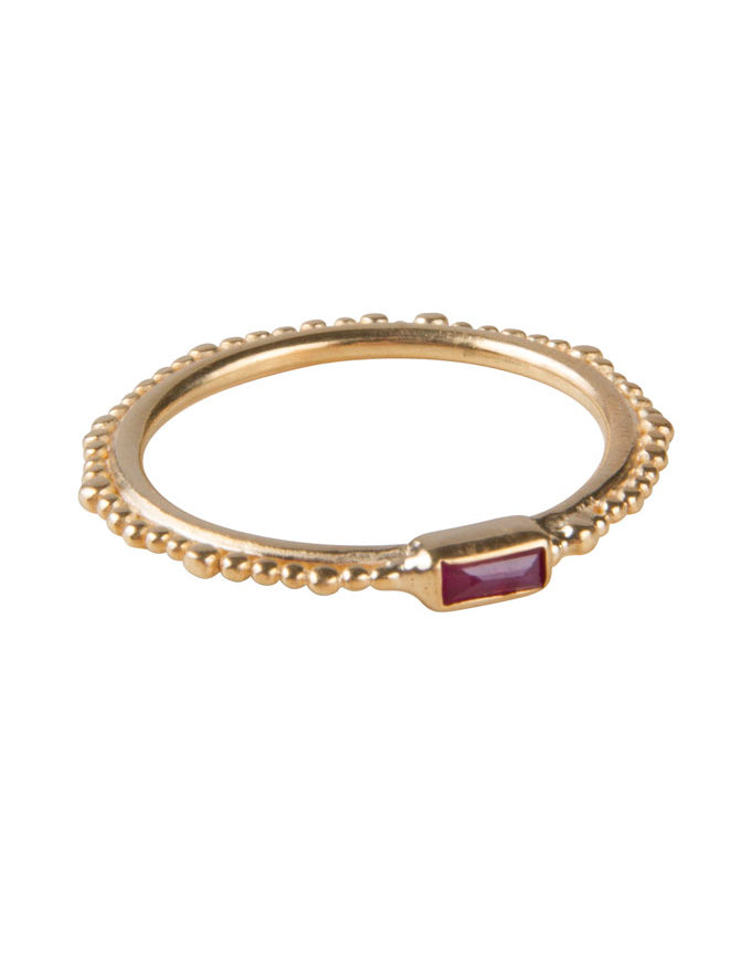 Ruby Crown Stacker Ring Gold