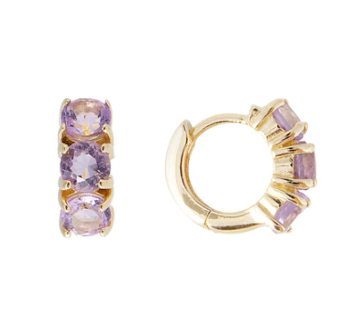 Amethyst Birthstone Huggies
