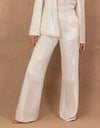 Sequin Tuxedo Pant - Bianco