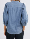 The Sophie Half Button Shirt in Blue, from Elm.