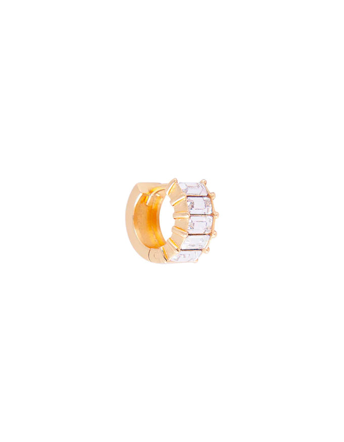 White Crystal Baguette Huggies