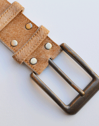 A premium cowhide belt, with a classic brass buckle.