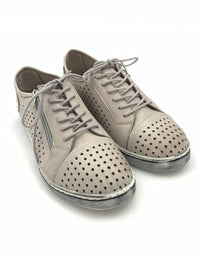 Cabello EG17 - Taupe.  An easy everyday sneaker style, with pin-punched upper, laces and a zip feature.