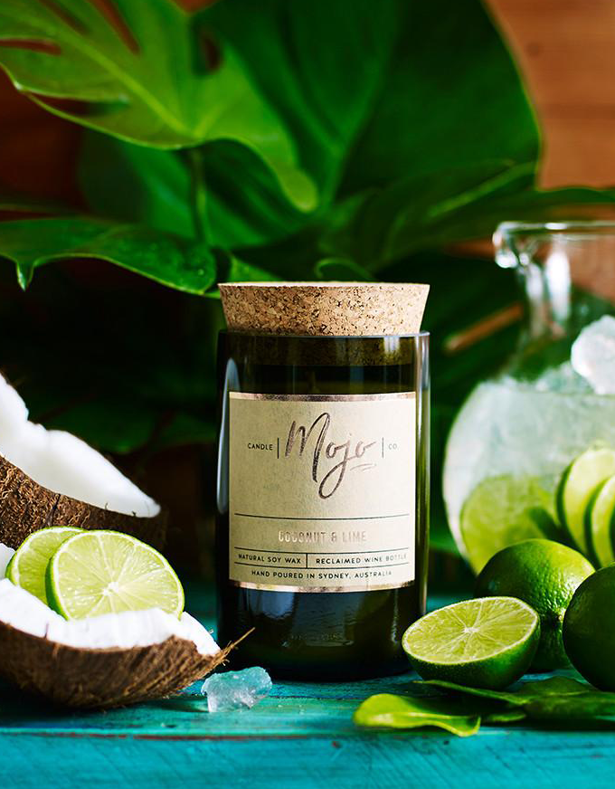 The Mojo Reclaimed Wine Bottle Soy Candle - Coconut & Lime