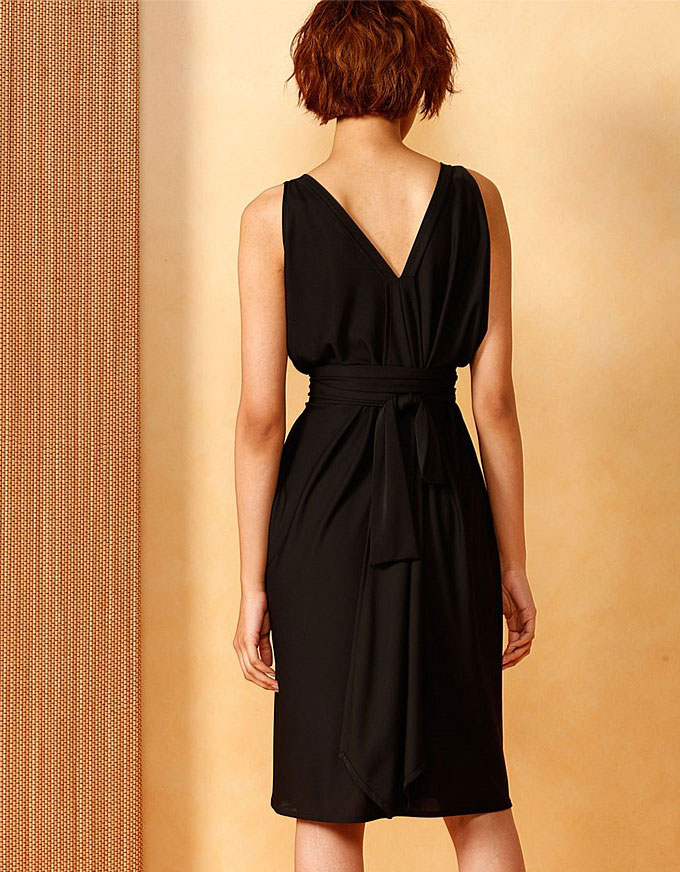 The Column Drape Dress in Black.