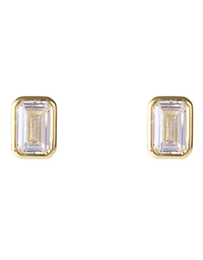 Crystal Deco Studs Gold