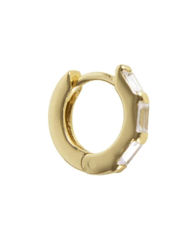 Crystal Baguette Huggies Gold