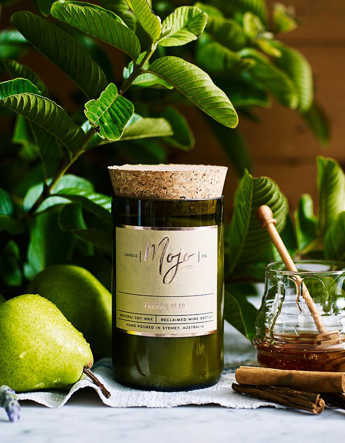 The Mojo Reclaimed Wine Bottle Soy Candle - French Pear