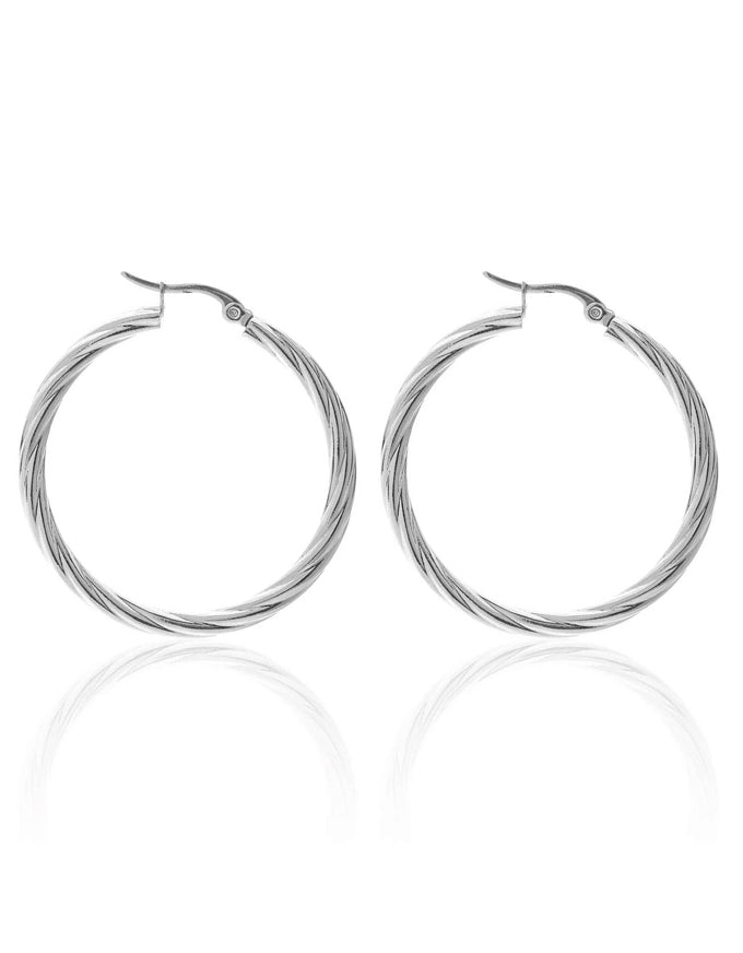 Get Twisted Hoop Earrings Silver