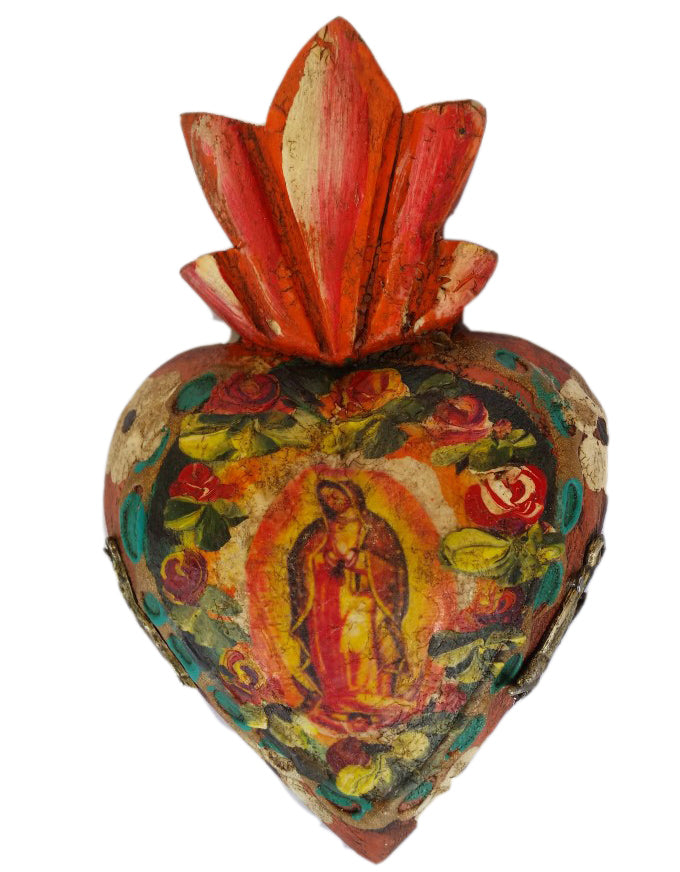 Mini Heart with Guadalupe Virgin.  Handmade in Mexico
