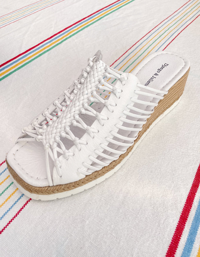 Ianto Wedge Sandals White Leather