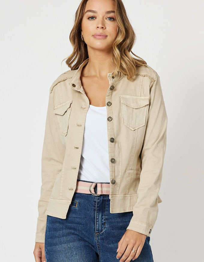 The Military Denim Jacket in Natural, from Threadz.