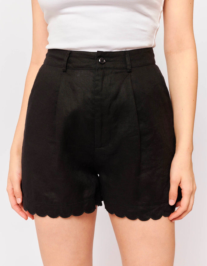 Mod Shorts Black Linen