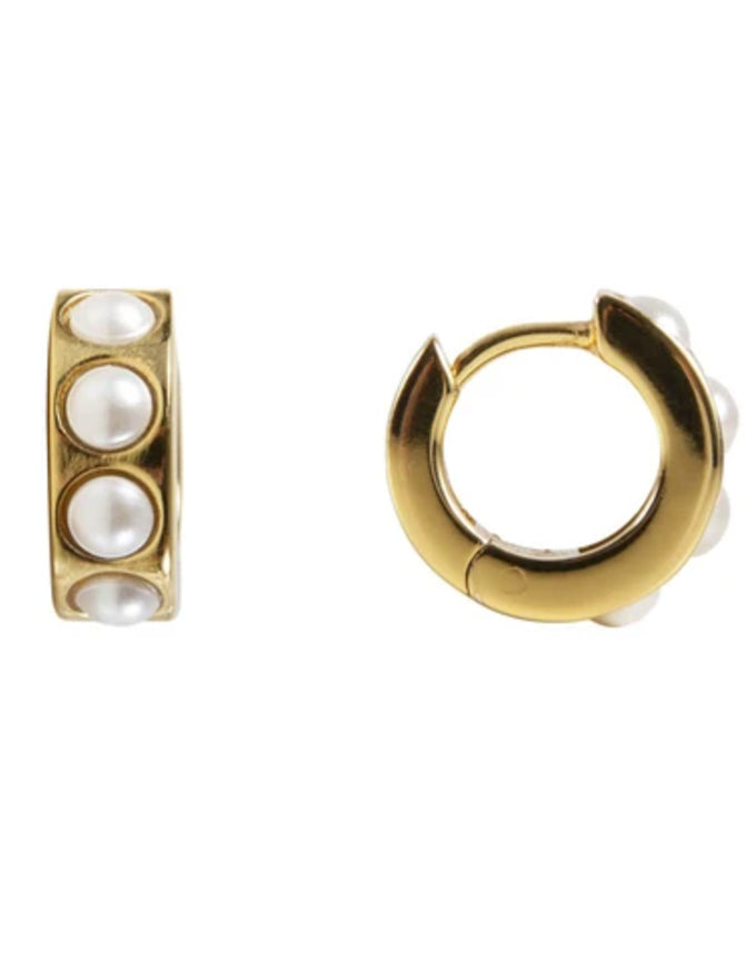 Crystal Pearl Huggies Gold