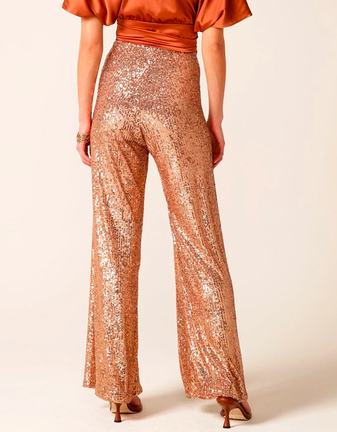 Sequin Palazzo Pant Gold