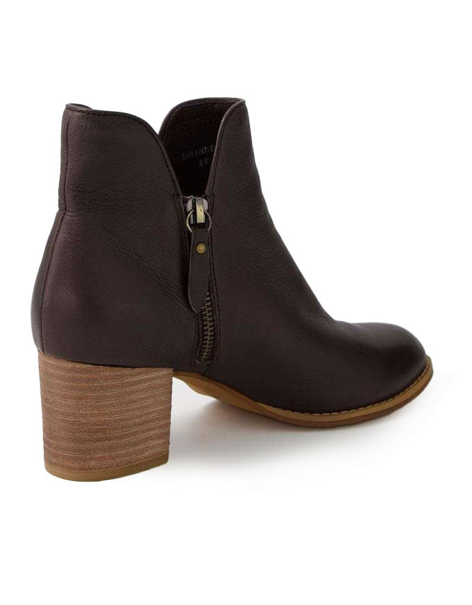 Shiannely Choc Leather Ankle Boots