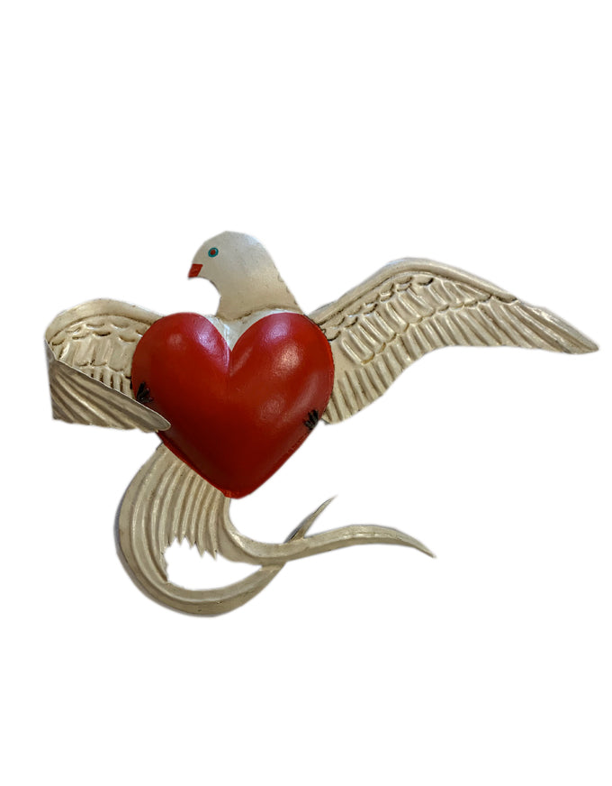 Tin Dove with Heart.  Handmade in Mexico