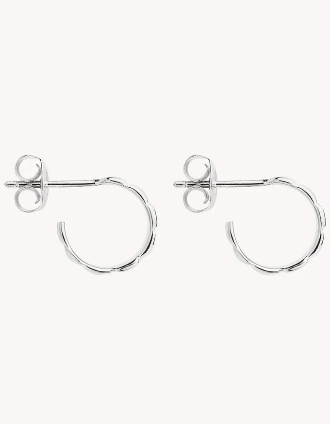Weave Small Silver Stud Hoop Earring